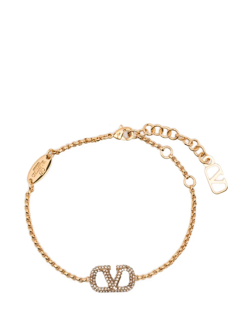 Valentino Garavani stone logo-plaque bracelet - Oro