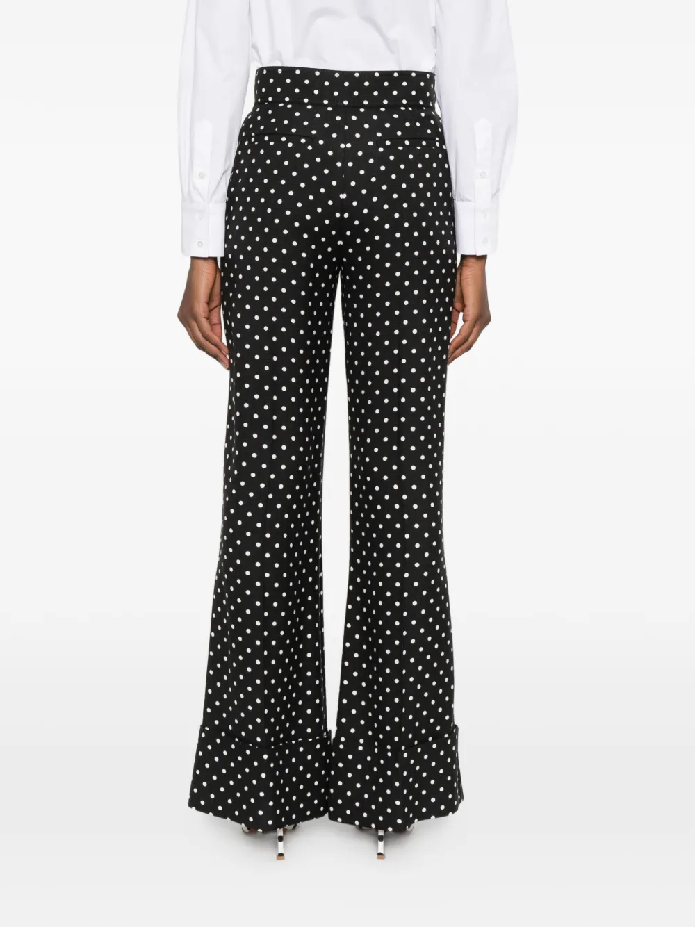 Valentino Garavani Broek met stippen en cuffs Zwart