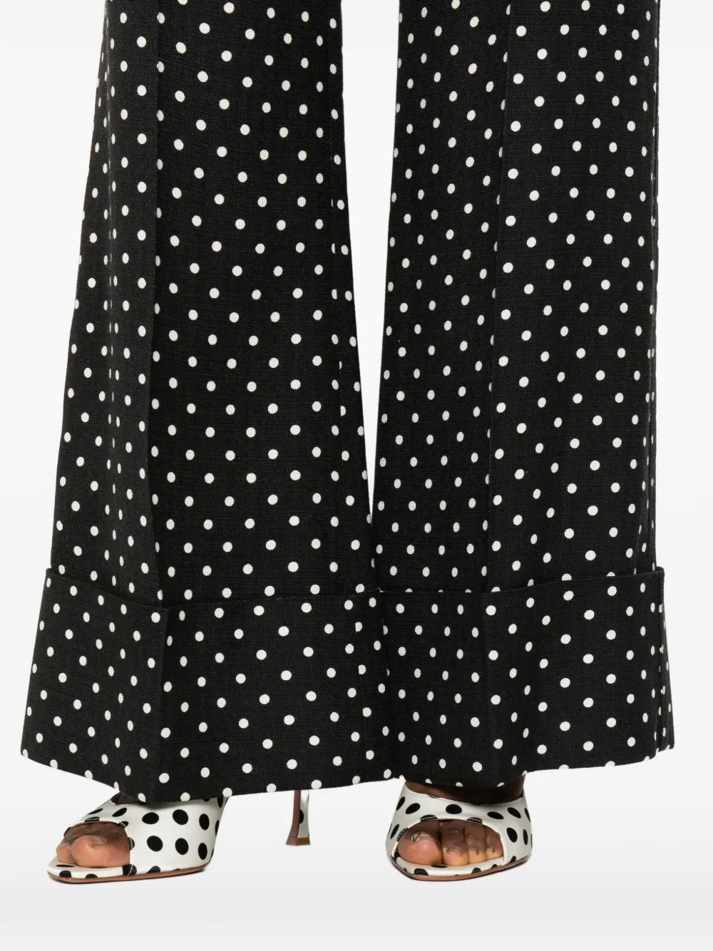 Valentino Garavani Broek met stippen en cuffs Zwart