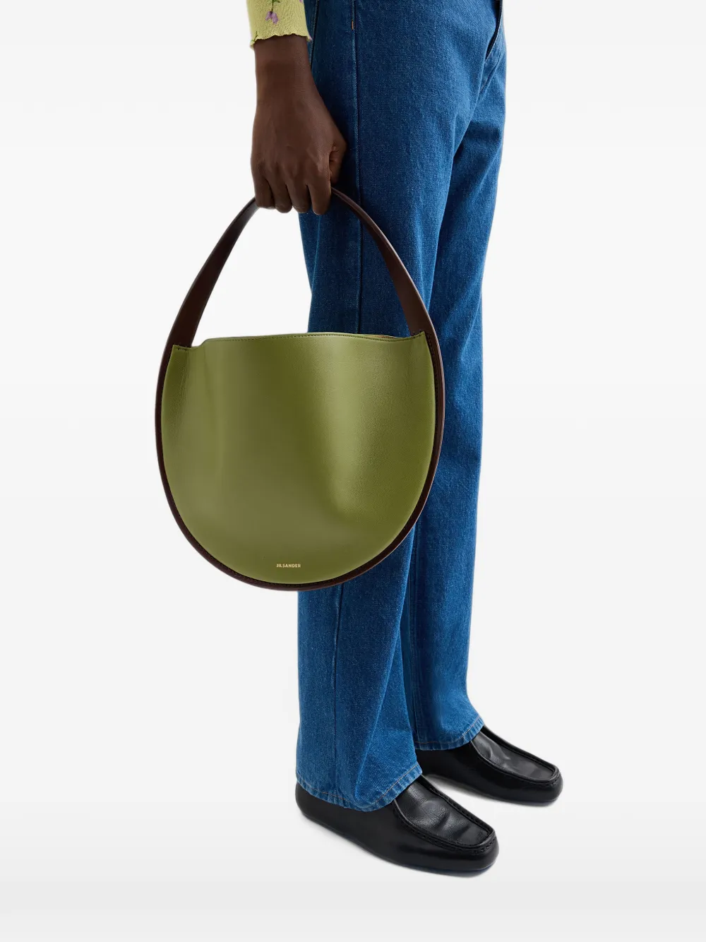 Jil Sander Pivot leren schoudertas Groen