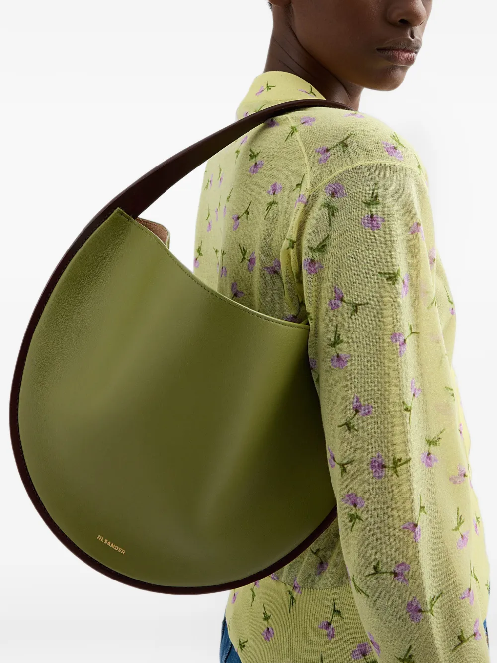 Jil Sander Pivot leren schoudertas Groen
