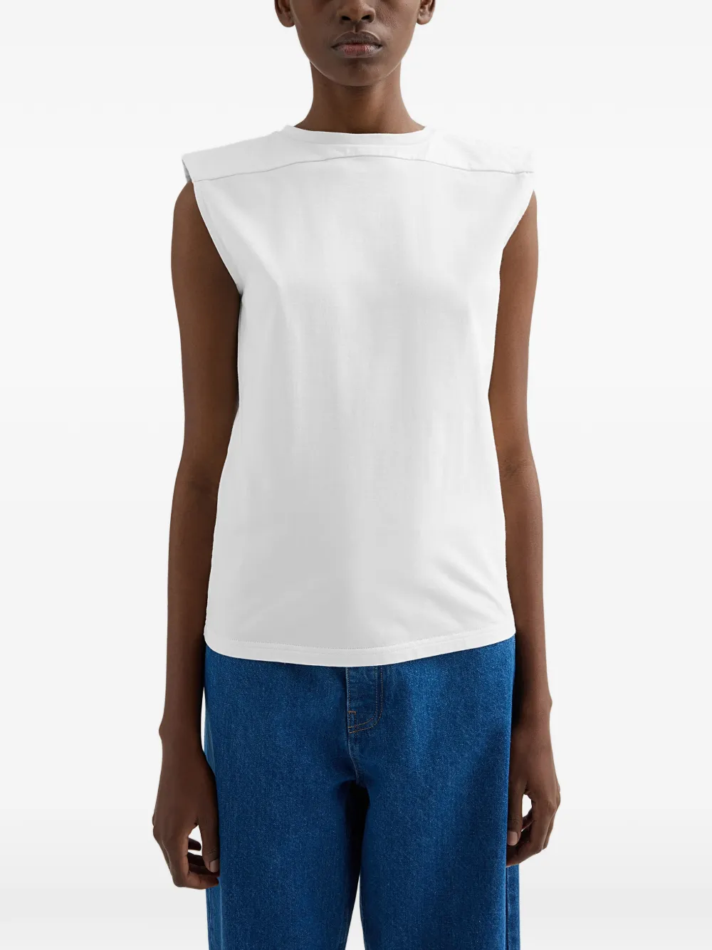 Jil Sander Katoenen Jersey top met ronde hals Wit