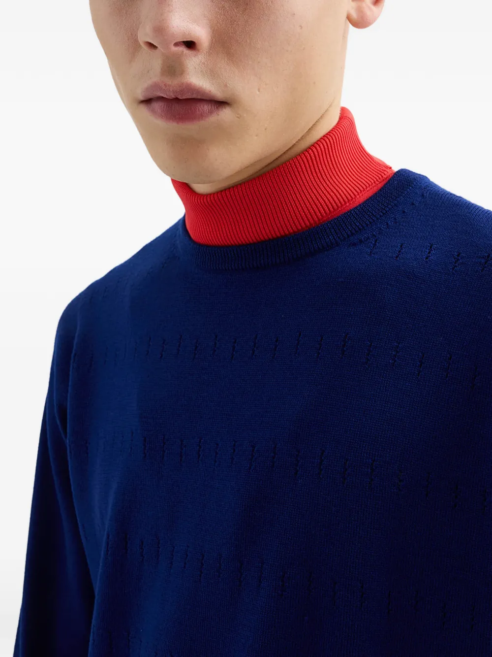 Jil Sander Pointelle wollen trui Blauw