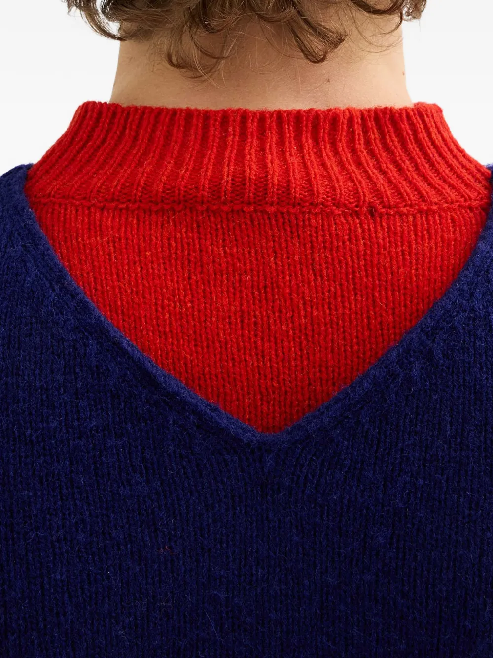 Jil Sander Gelaagde tweekleurige trui Blauw