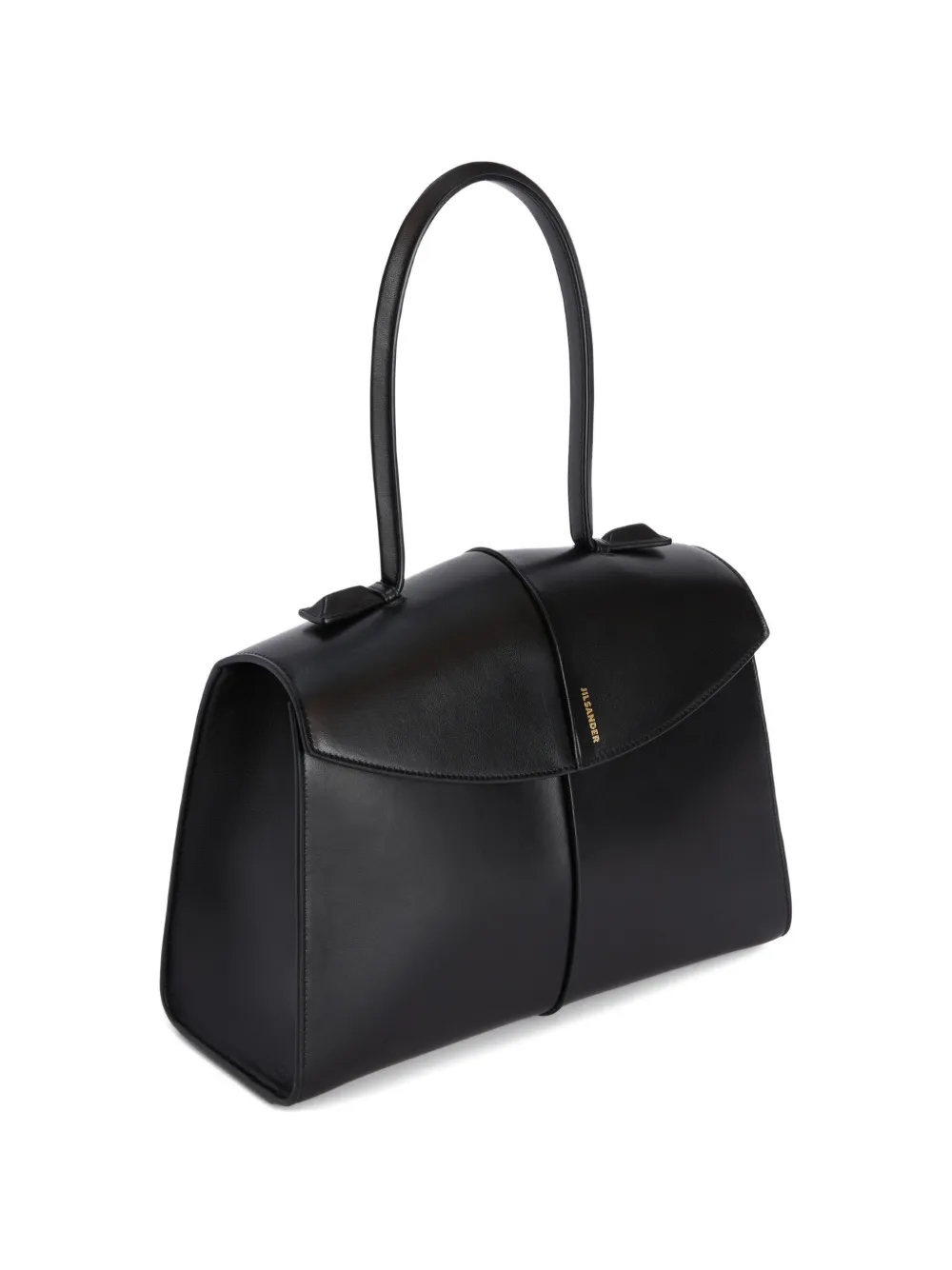  Jil Sander Medium Linea Leather Tote Bag - Black 