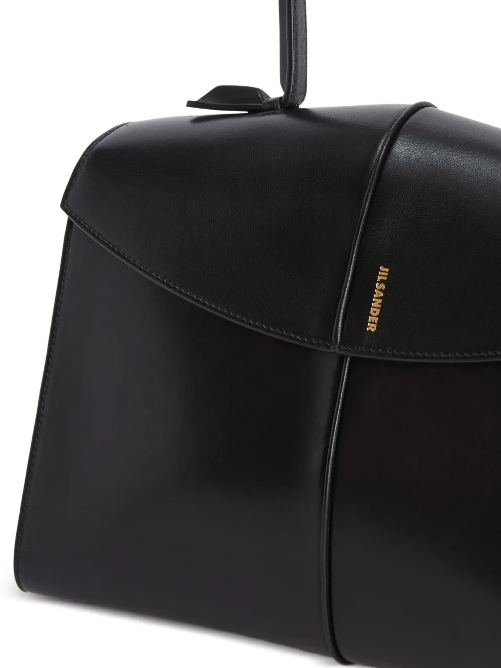  Jil Sander Medium Linea Leather Tote Bag - Black 