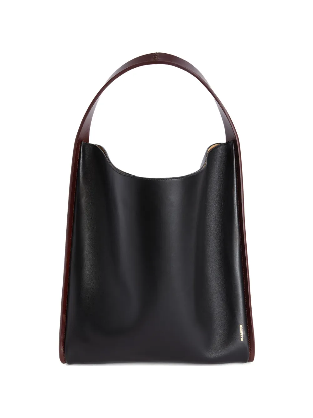 Jil Sander Pivot Leather Shoulder Bag In Black