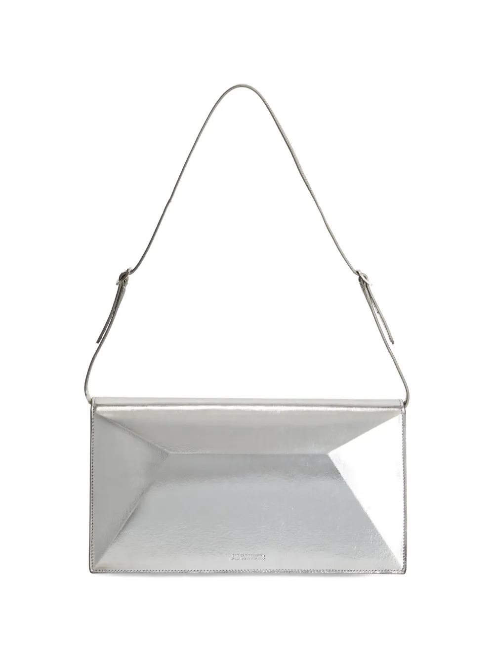 Jil Sander File medium gelamineerde leren schoudertas Zilver