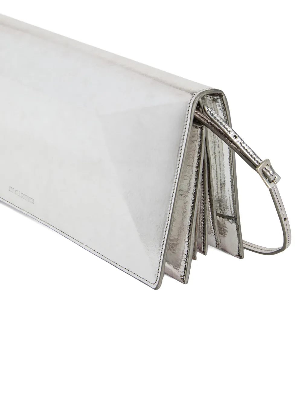 Jil Sander File medium gelamineerde leren schoudertas Zilver