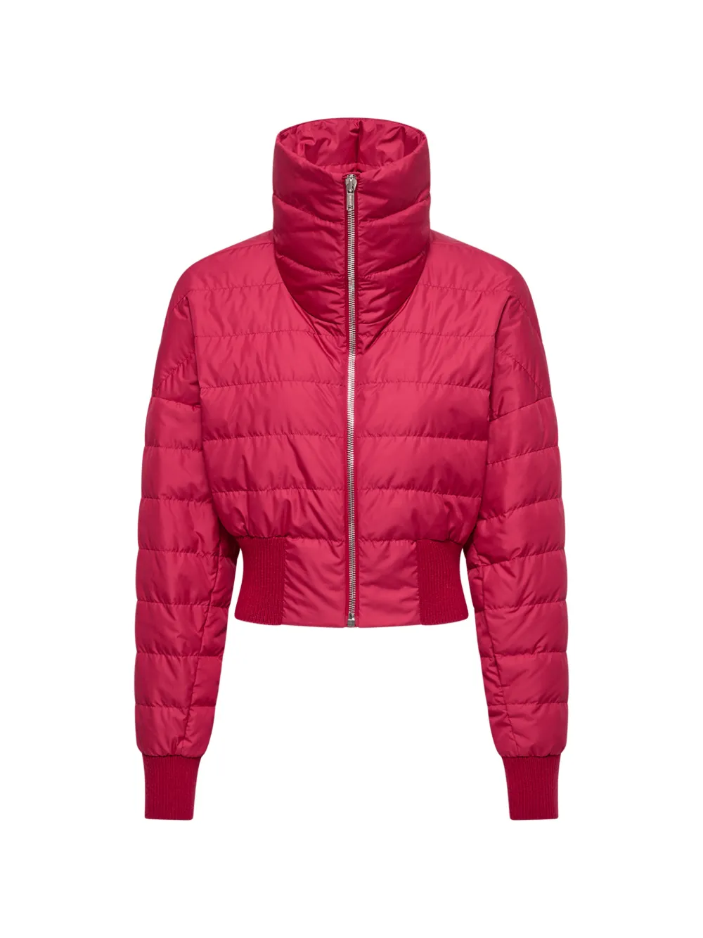 Moncler Genius High Collar Embroidered Logo Coat In Red