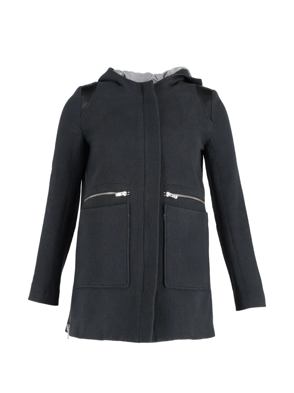 Pre-owned Maje Zip-up Hooded Jacket In Blue