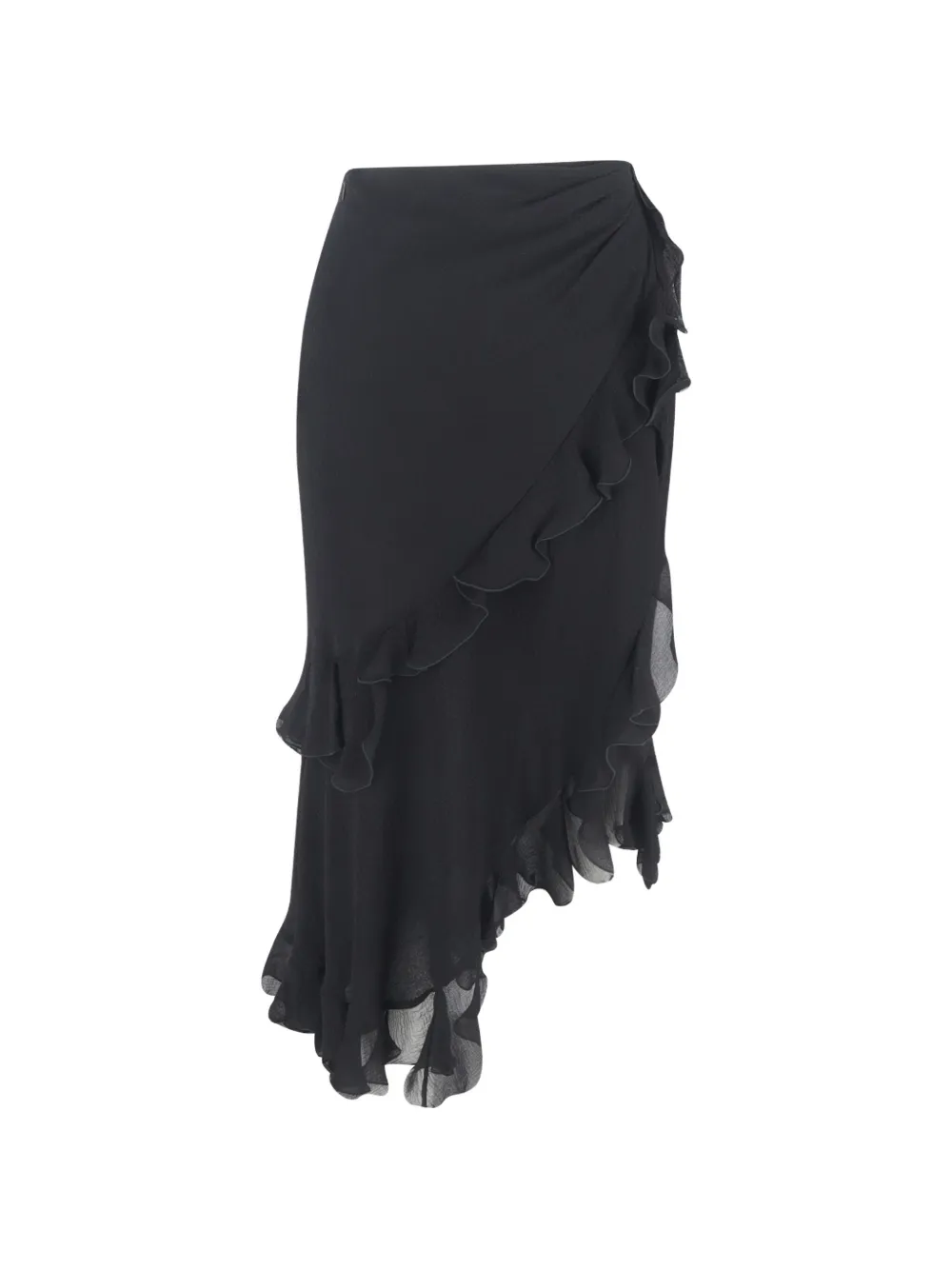 Etro Vintage asymmetric ruffled midi skirt - Nero