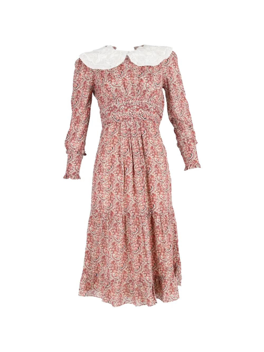 Ba&Sh Peter Pan collar printed midi dress - Rosso