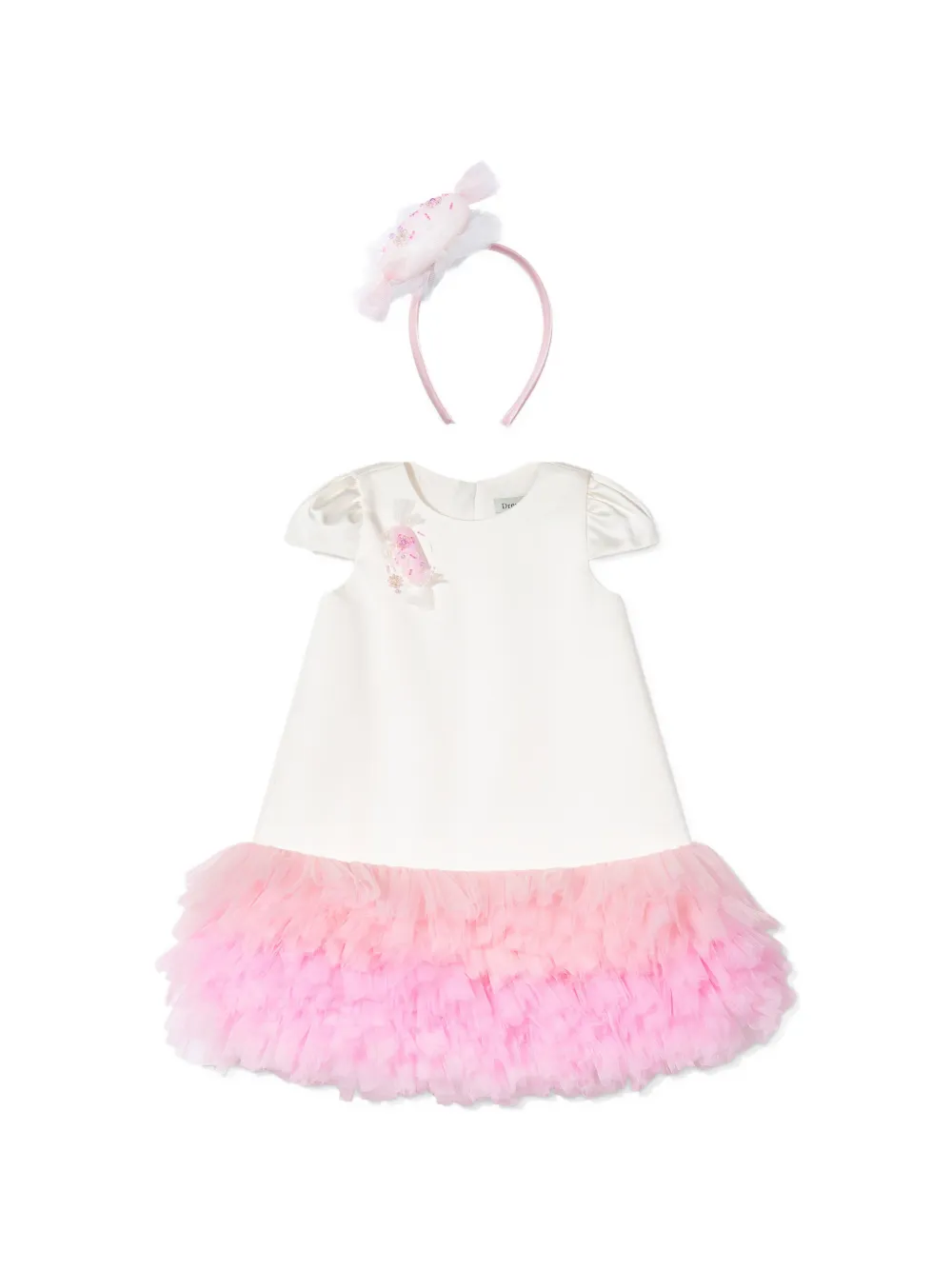 Dress & Fleur tulle-trim dress set - Bianco