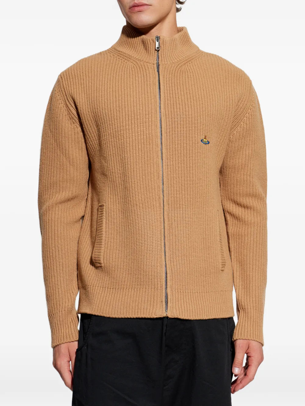 Vivienne Westwood Fisherman Zip Embroidered Sweater | Neutrals