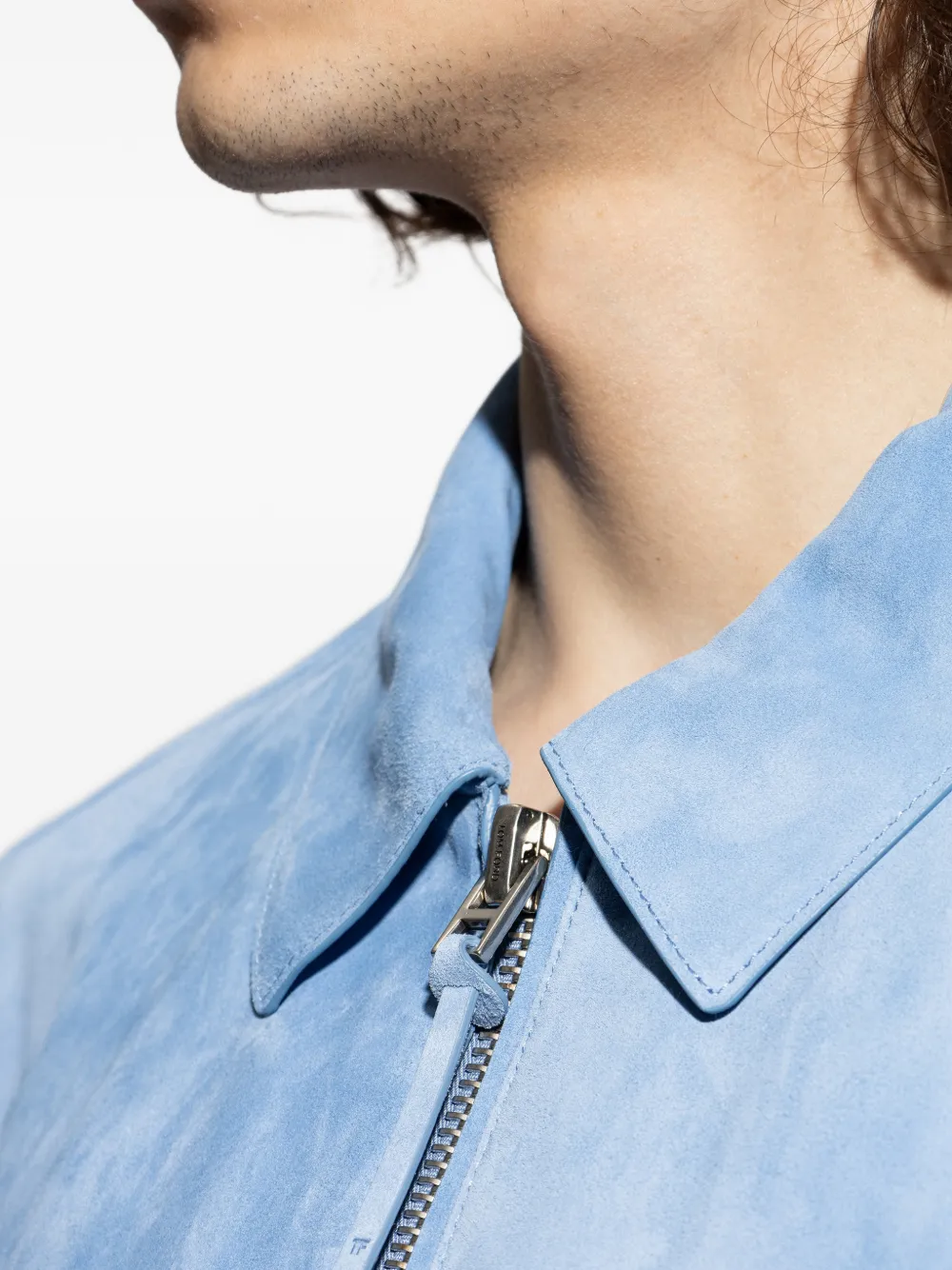 TOM FORD Suède bomberjack met rits Blauw