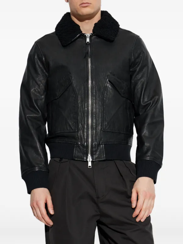 AllSaints Vaucluse Leather Aviator Jacket | Black | FARFETCH