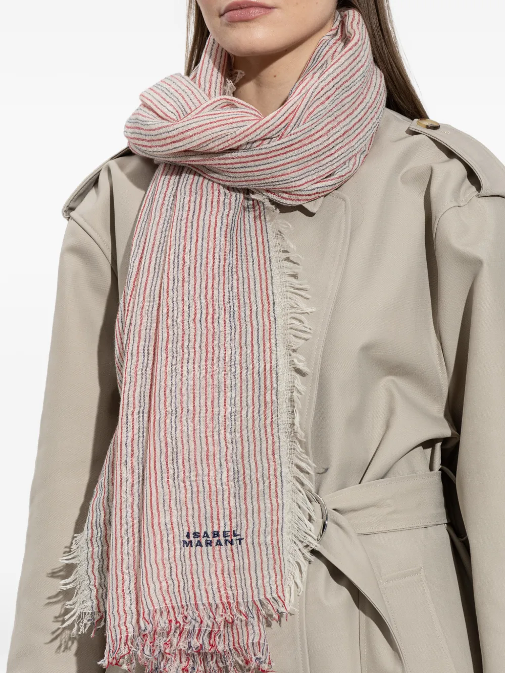 Zenila Striped Fringed Scarf