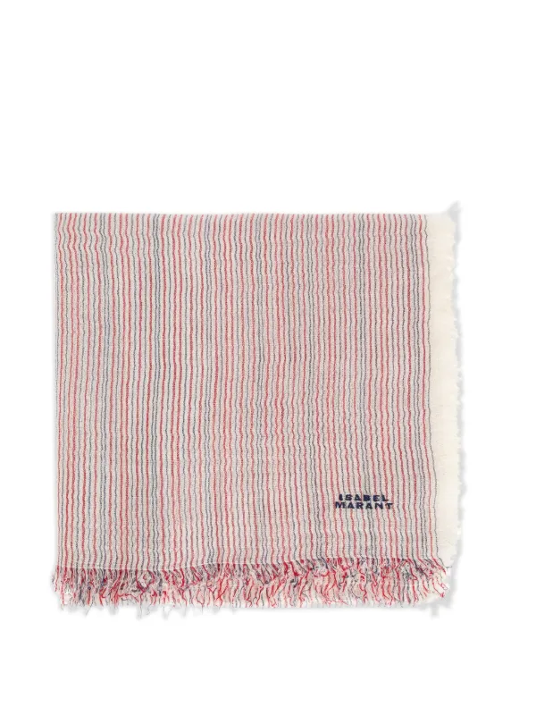 Isabel Marant Zenila Striped Fringed Scarf in Neutrals
