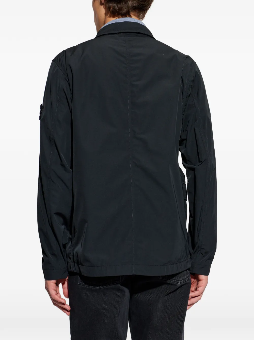 Stone Island Shirtjack met logo-patch en zak Zwart