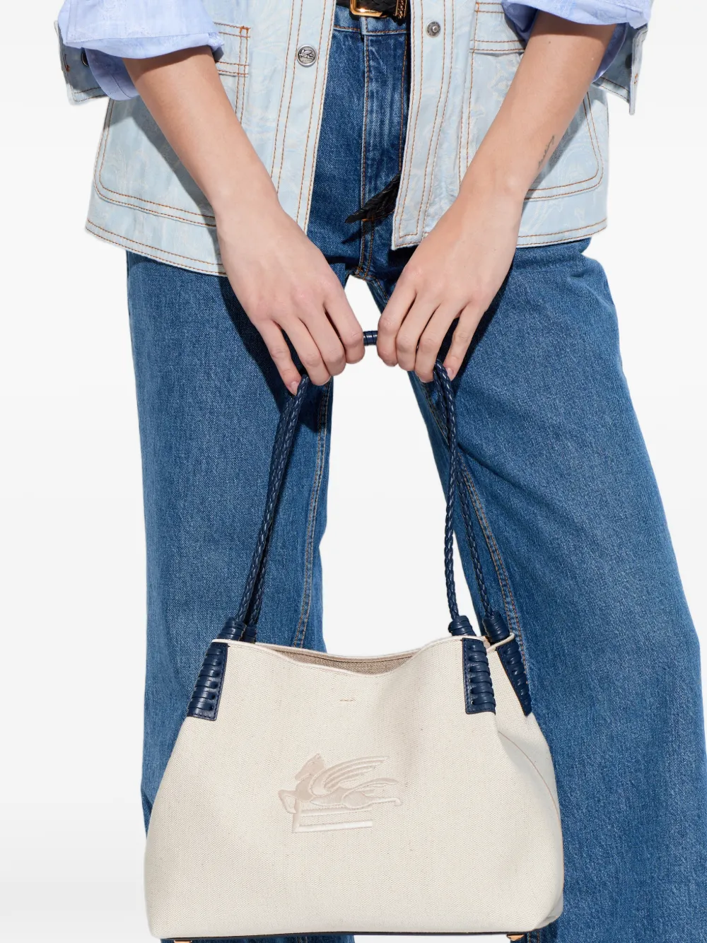  Etro Medium Libra Braided-handle Tote Bag - Neutrals 