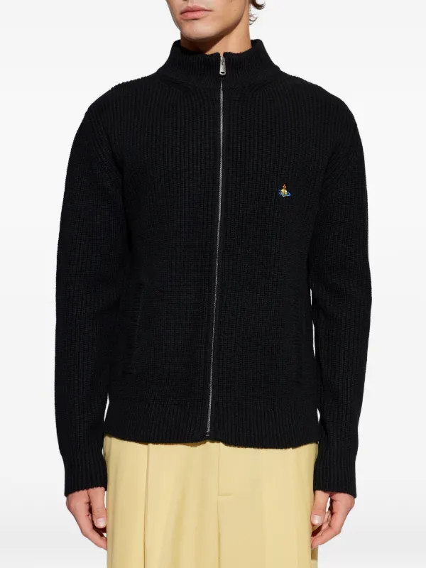 Vivienne Westwood Fisherman zip-up Embroidered Sweater | Black