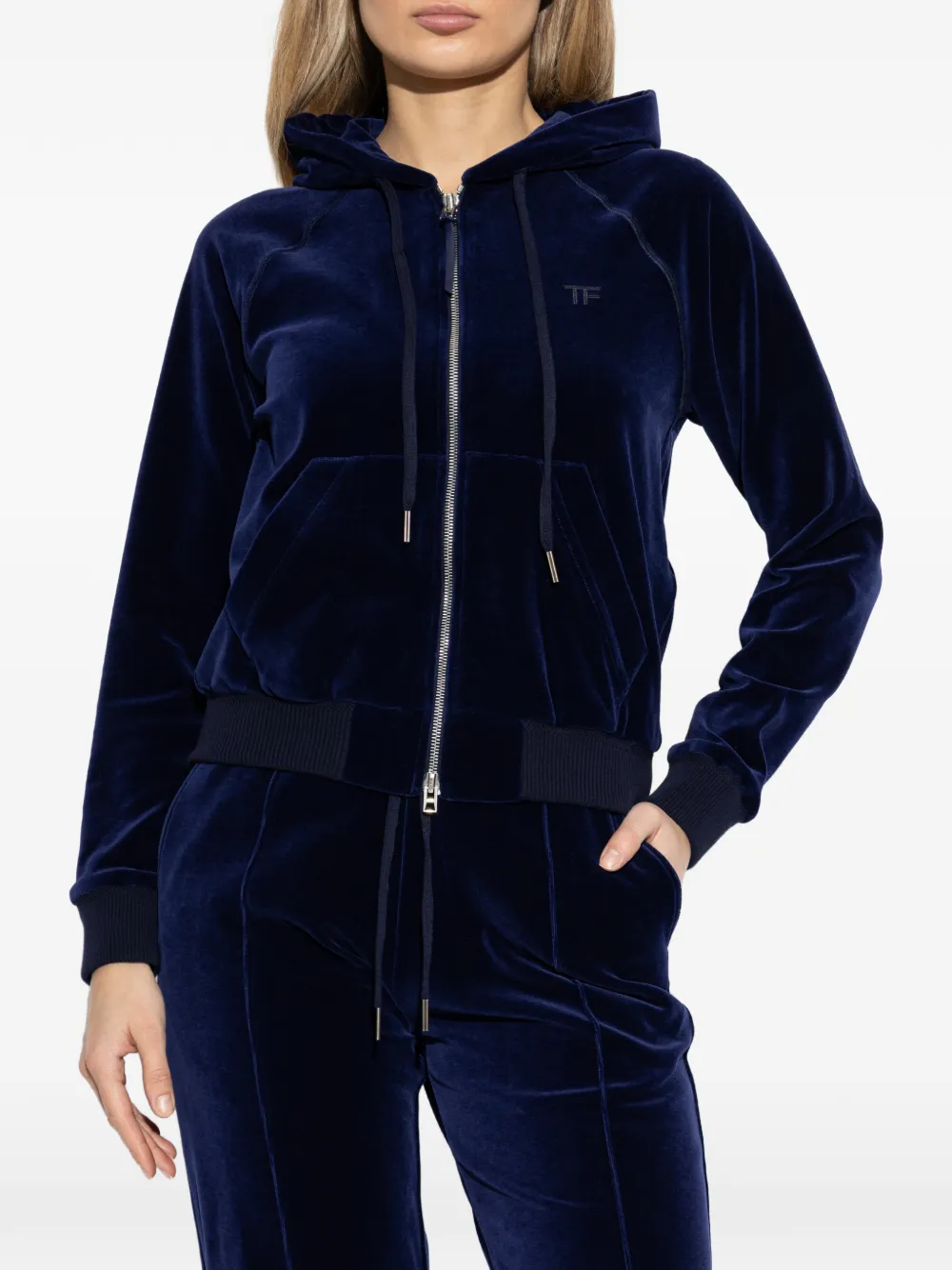 Tom Ford Pull Zippé à Capuche - Bleu 