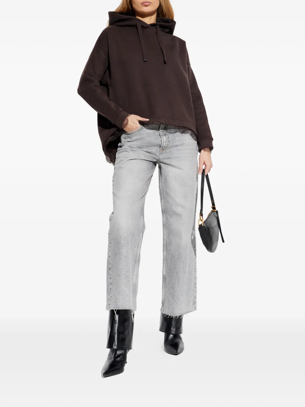  Allsaints Lace-detail Hoodie - Brown 