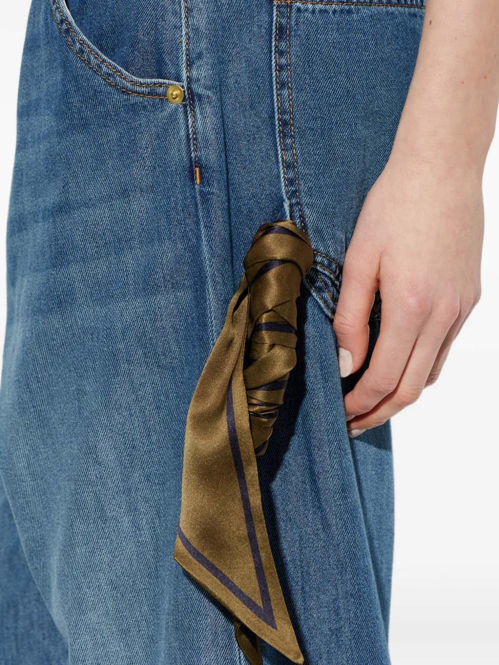 DARKPARK Jeans met sjaaldetail en riemlus Blauw
