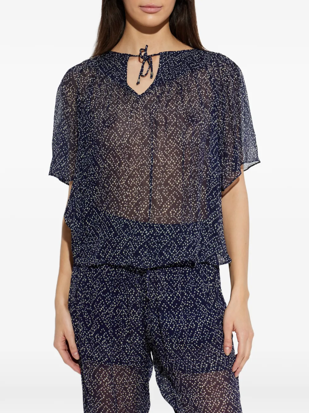  Marant étoile Neslya Ruffled Printed Top - Blue 