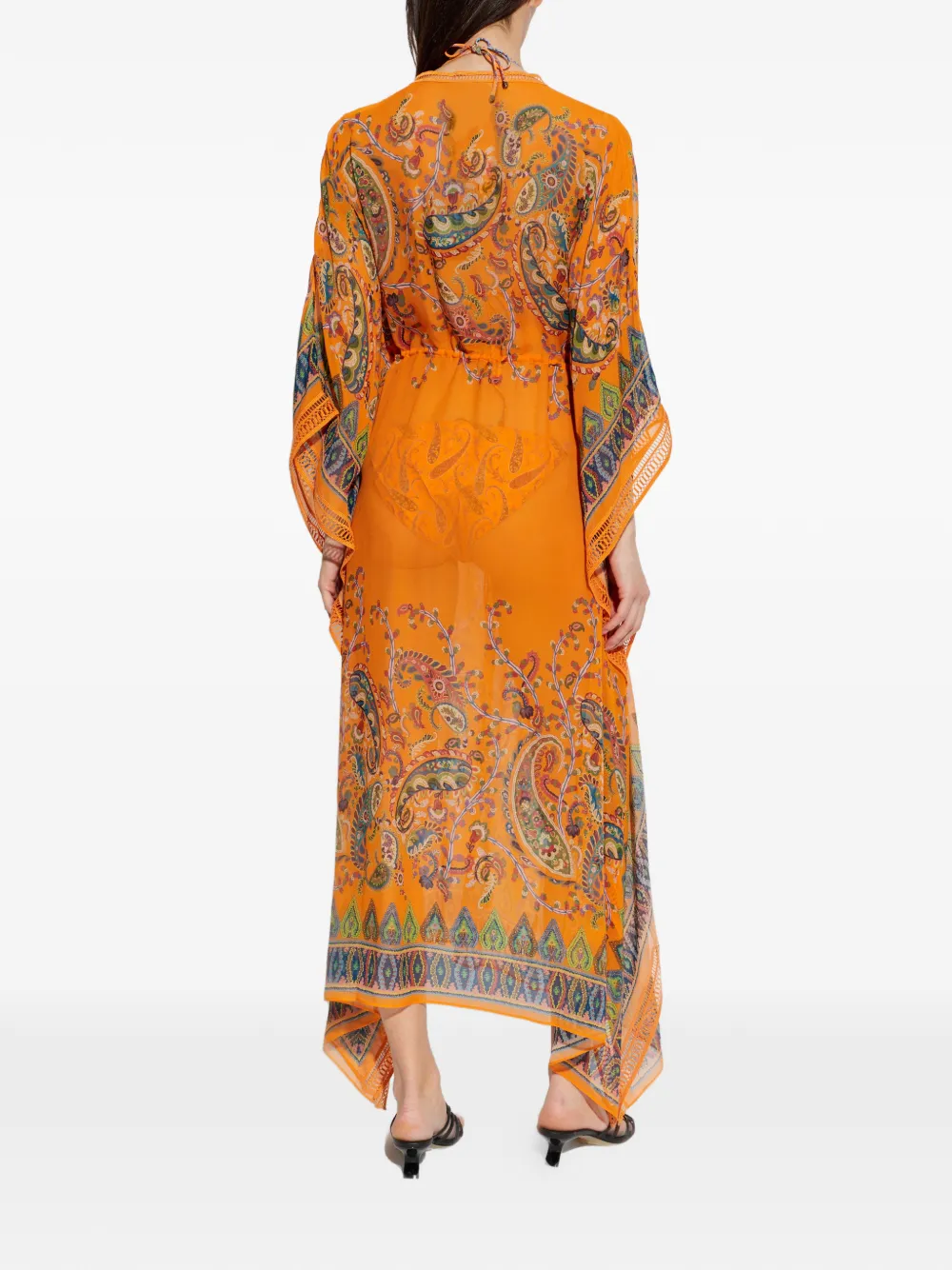 ETRO Midi-jurk met gehaakt detail en paisley-print Oranje