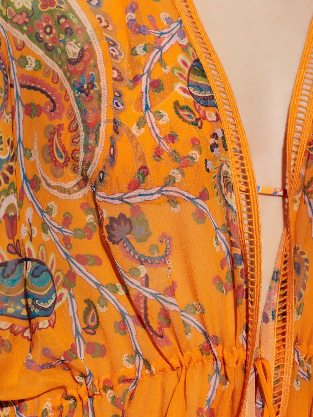ETRO Midi-jurk met gehaakt detail en paisley-print Oranje