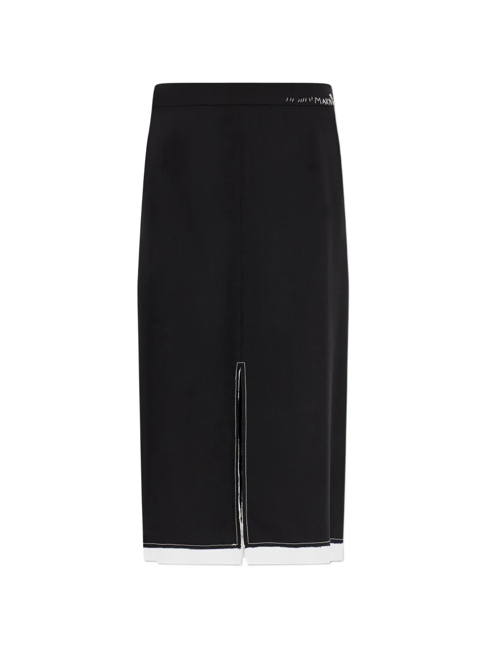 Marni split logo-embroidered midi skirt - Nero