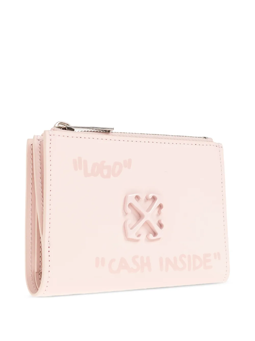  Off-white Jitney Quote Zip Wallet - Pink 