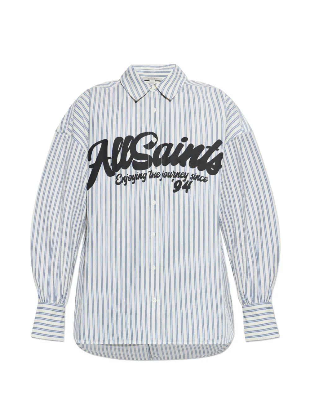 Allsaints Striped Buttoned Shirt In White