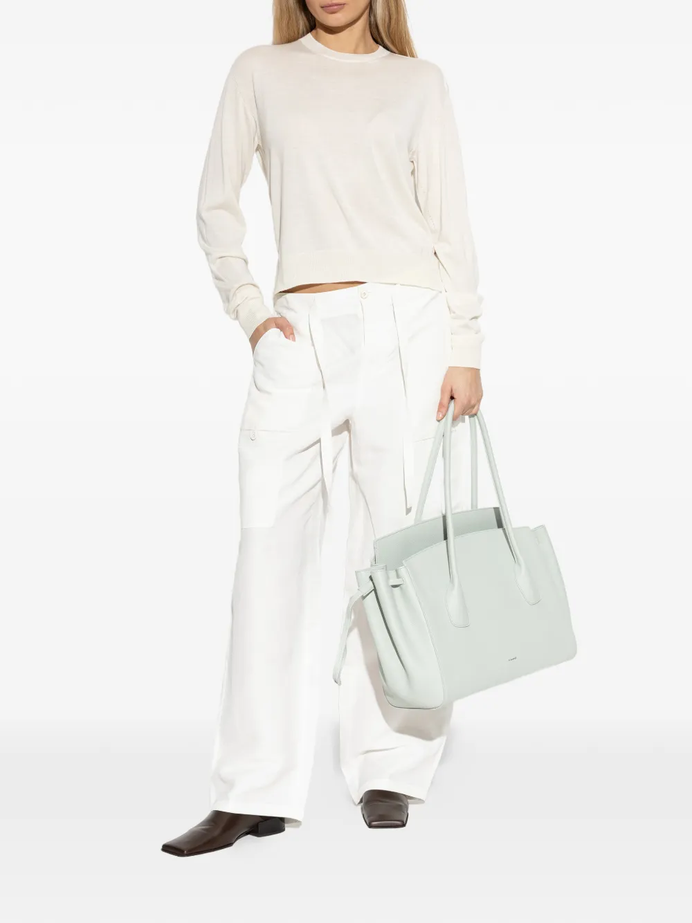JIL SANDER+ Broek met cargo zak en striksluiting Wit