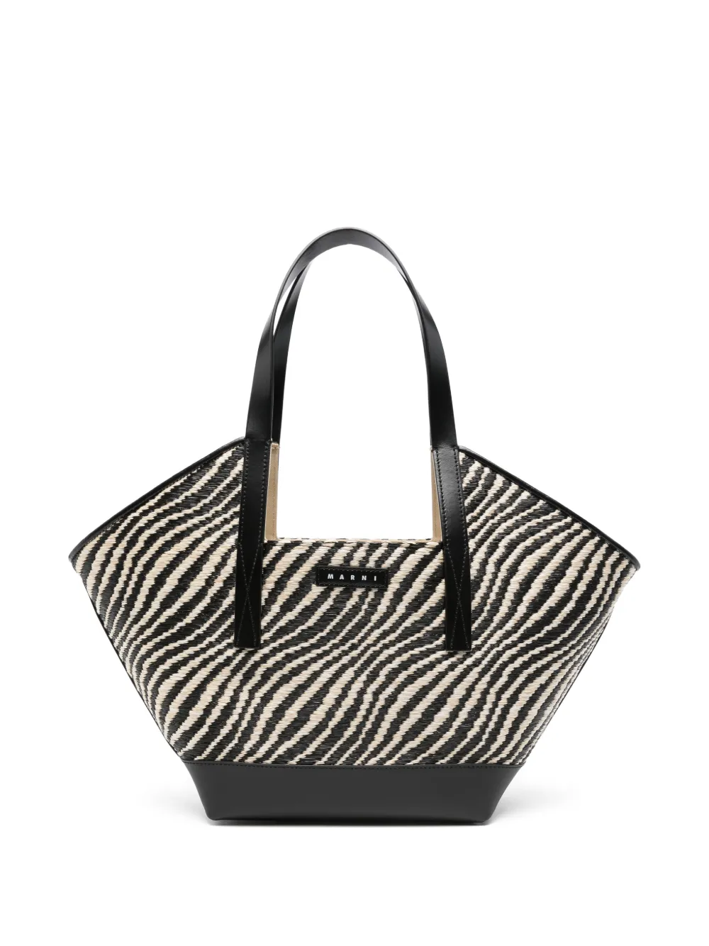 Marni small Waves zebra-stripe tote bag - Nero