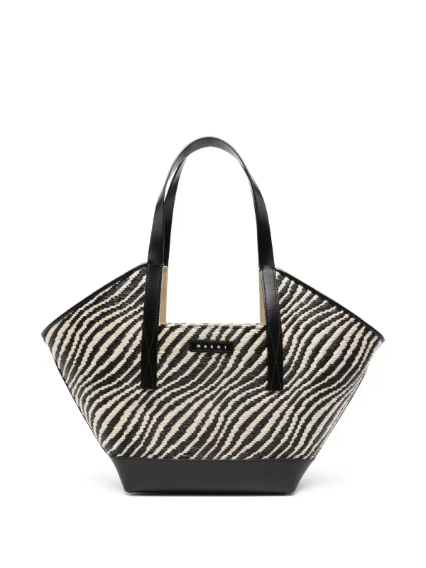 Marni Waves ゼブラストライプ ハンドバッグ S | ブラック | FARFETCH JP