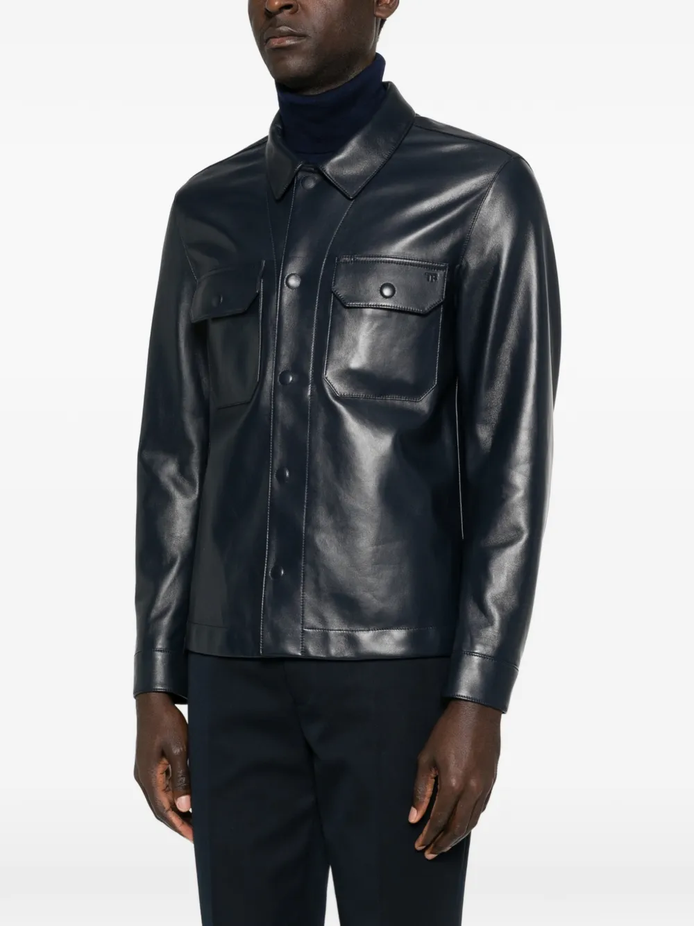 TOM FORD Leren jack met zak Blauw