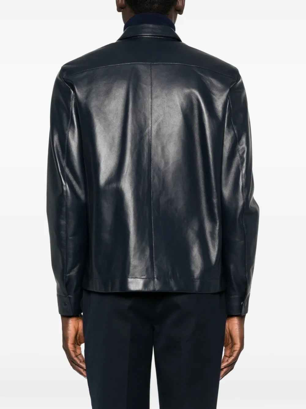 TOM FORD Leren jack met zak Blauw