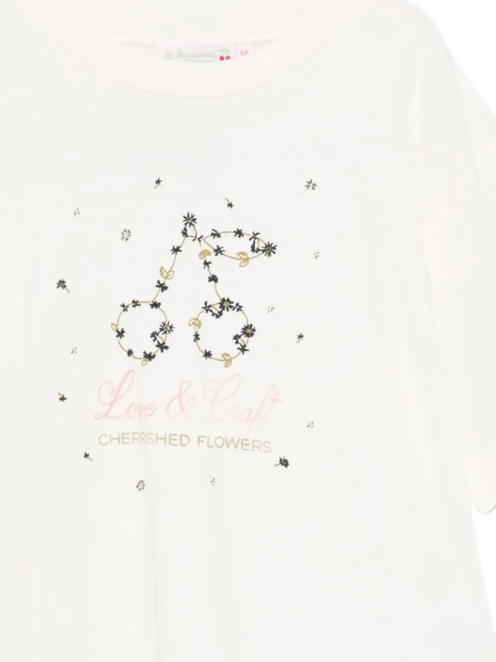 Bonpoint Lele T-shirt met borduurwerk Beige