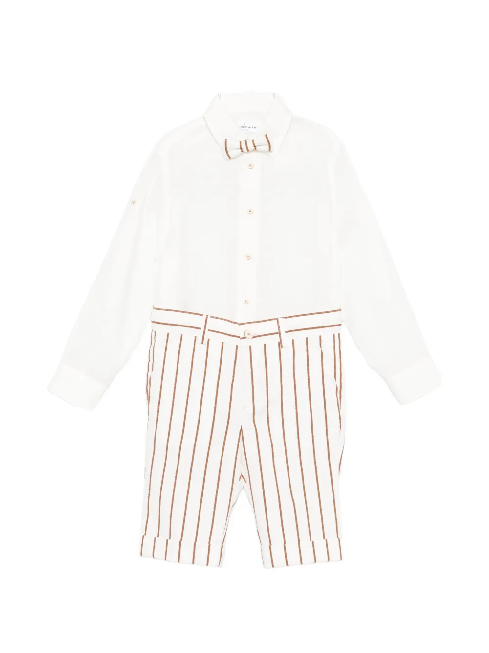 Colorichiari striped bow suit (set of four) - Bianco