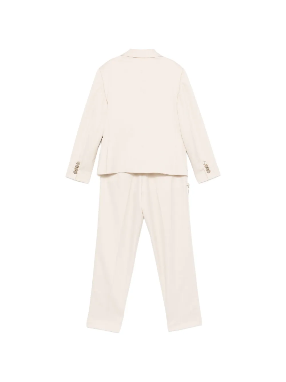 Colorichiari Vijfdelig pak met dubbele rij knopen en ketting Beige