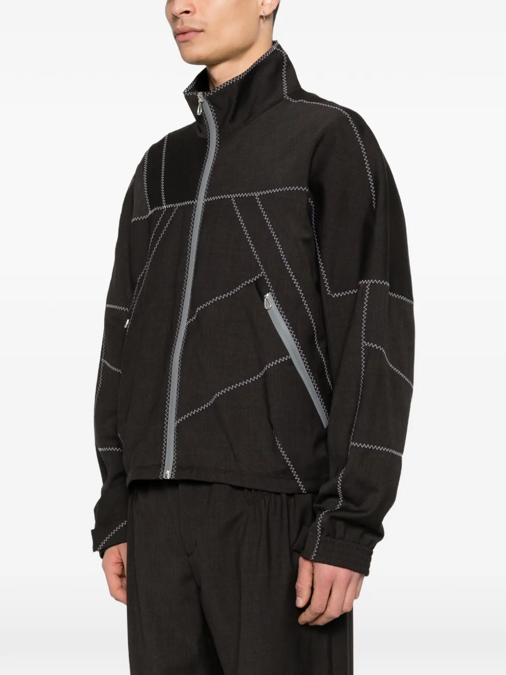 Kiko Kostadinov Fosco jack met zigzag stiksel en ritssluiting Grijs