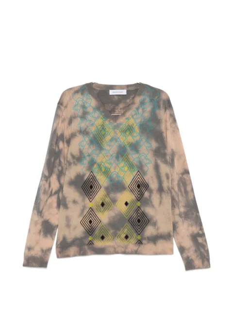 Kiko Kostadinov Hatha geometric-pattern tie-dye V-neck sweater