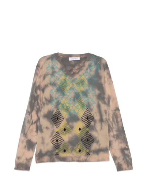 Kiko Kostadinov Hatha geometric-pattern tie-dye V-neck sweater