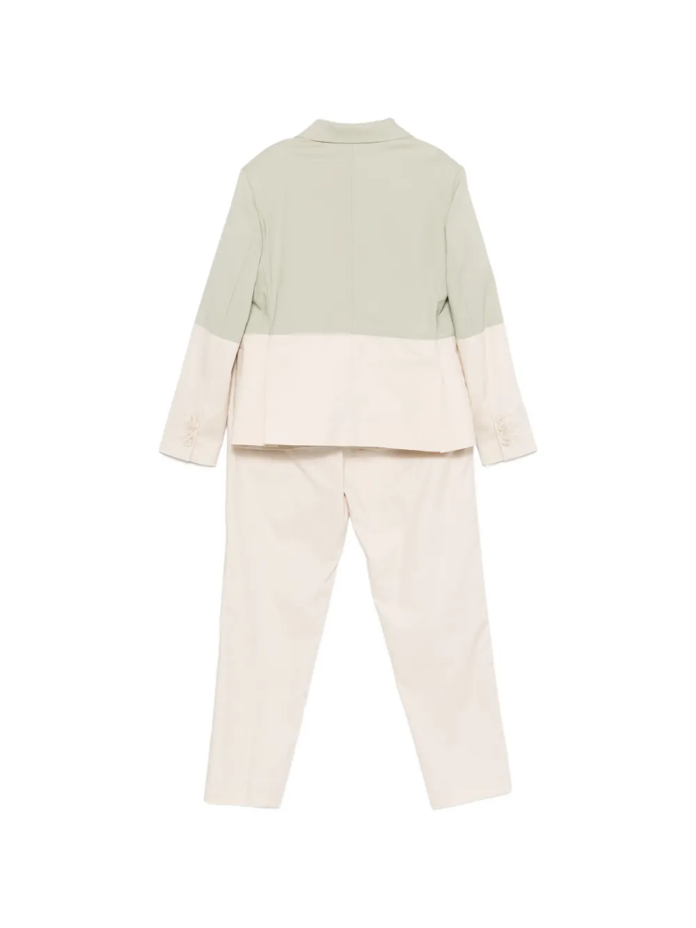 Colorichiari Vijfdelig pak met colourblocking en ketting Beige