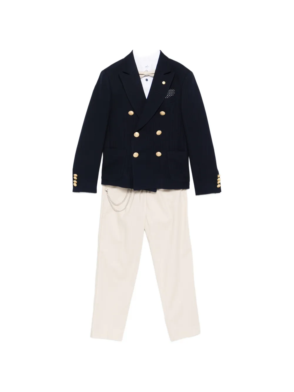 Colorichiari double-breasted detachable-chain suit (set of five) - Toni neutri