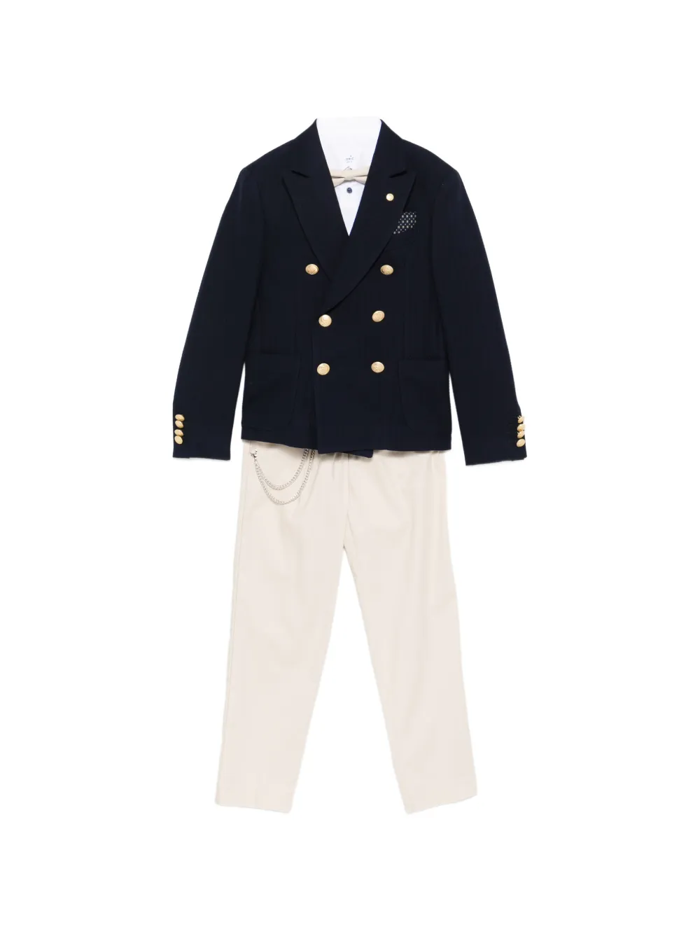 Colorichiari double-breasted detachable-chain suit (set of five) - Toni neutri