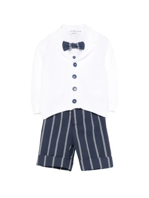 Colorichiari striped-pattern bow-detail dungaree set (set of four)